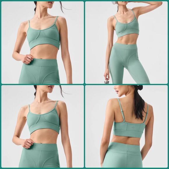 Alo Yoga Alosoft Head Start Bra & High Waist Legging Set XS Botanical Green - Picture 14 of 16